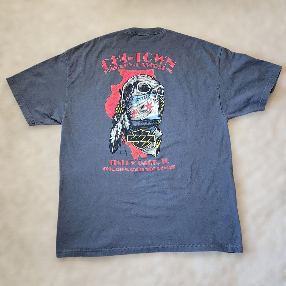 Harley-Davidson Dealer T-Shirt Rare Chi-Town Chicago Tinley Park XL - Picture 2 of 9